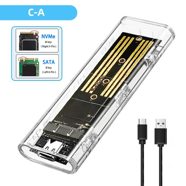 Enclosure M.2 NVME NGFF M2 SSD RECOLO USB Tipo C Custodia SSD esterna USB3.1 Mobile M2 SSD Box 10GBPS PCIE NGFF SATA per laptop Tablet