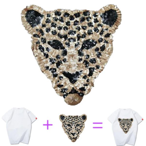 Name Logo Patch Leopard Head Patches Masse für Kleidung Paillettenzubehör DIY -Aufkleber für Kleidung großer Abzeichen kostenlos Versand