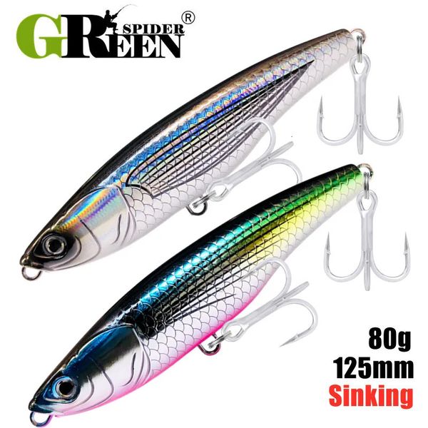 Greenspider 125mm 80g тонущая морская рыбалка приманка карандаш Тунец Хищник Seabass GT Accessories 240401