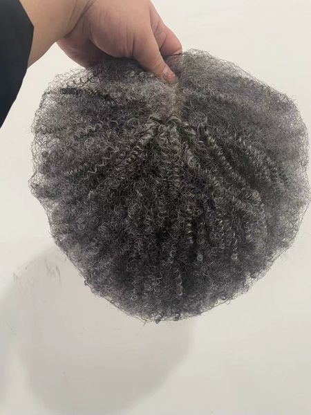 4c Afro Grey Lace Front Wiigs человеческие волосы для чернокожих женщин Колично извращенная кудрявая часть Teamless 13x4x1 Saltpepper Grey парик 130% Плотность