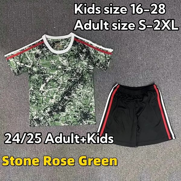 24/25 Maglie da calcio MU Kits Kits Kits Roses Co Brand Styles Uniforms Kid Shirt maglia da calcio 2024 2025 Top and Shorts Versione per bambini