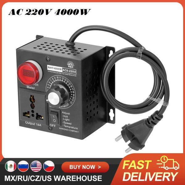 Регулятор напряжения AC 220V 4000W Регулятор напряжения Компактный переменный напряжение контроллер скорость температура