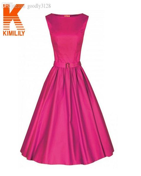 Whole2019 Audrey Hepburn Vestios de estilo Oneck vintage Robe Rockabilly 50s vestidos com grande vestido de swing A65212817041