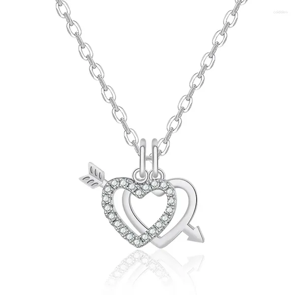 Anhänger Halskette 925 Sterling Silber Romantische Herzkristall Halskette für Frauen Hochzeit Engagement Valentinstag Geschenk Mode Schmuck