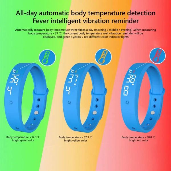 Armbänder wasserdichte V9 Körpertemperaturmonitor Thermometer Smart Armband Sport Schrittzähler Uhr Smartband Fitness Bluetooth Smart Band