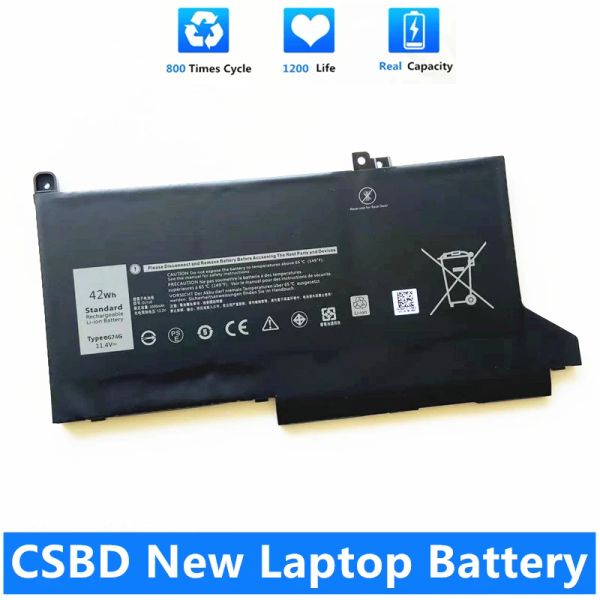 Baterias CSBD Nova bateria de laptop 0G74G para Dell Latitude 5300 5310 7300 7400 Notebook da série OG74G 02PFPW 11.4V 42WH 3500mAh 3cel