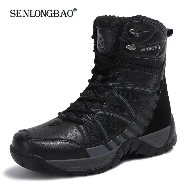 Stiefel neue warme Männer Militärstiefel wasserdichte Lederkampfstiefel Plüsch Winterschnee Stiefel Outdoor Armee Stiefel Antislip Desert Stiefel