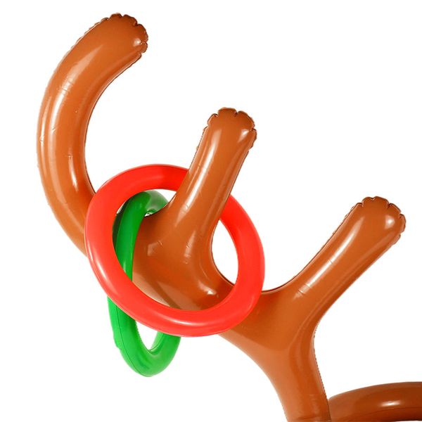 1Set Weihnachten aufblasbarer Hut Weihnachtsmann Rentier Antler Hut Ring Kinder bevorzugt Geschenke Weihnachtsfeier -Spiele Requisiten Outdoor aufgeblasenes Spielzeug