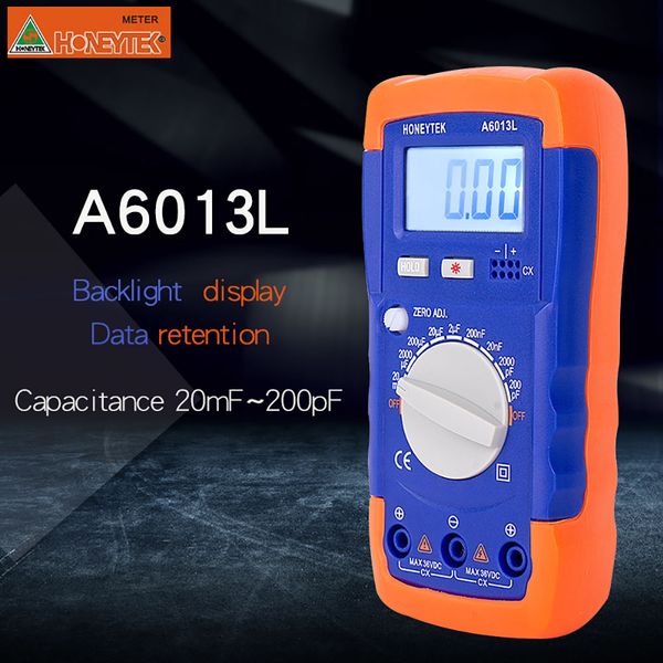 Honeytek A6013L Рукоятный цифровой счетчик Electronic Compacitor Meter тестер-тестирование.