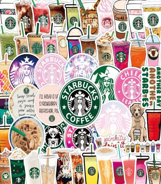 50 adesivi da caffè bevande al caffè cartone animato tazza di acqua alla moda di marca del telefono laptop decorazione impermeabile per graffiti adesivi piccoli2496027