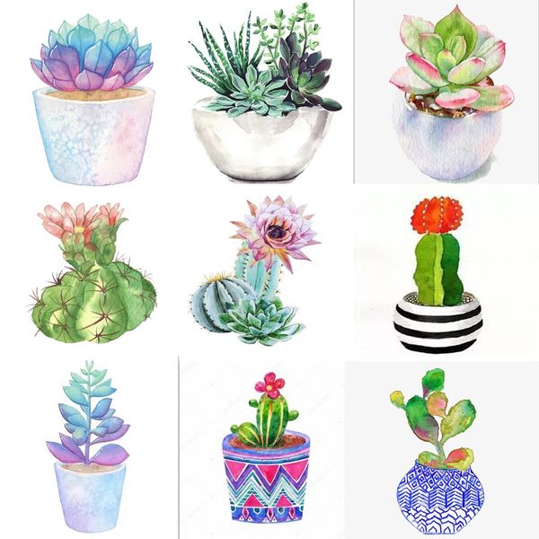 5D DIY Diamond Painting Cactus 3D Квадратные сверла смола бриллиантовые вышивающие выширные растения Крестовая стежка живопись домашняя декор