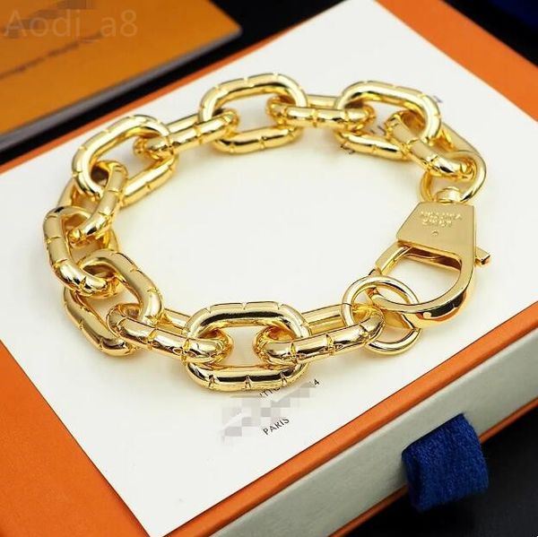 Luxury 18k Gold Hand Chain Hand Never Fade Bel Monogram Charm Punk Braccialetti per uomini Fashion Women 925 Bracciale di marca di gioielli designer con scatola regalo originale