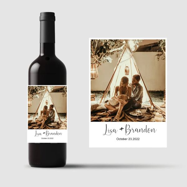 20pcs impressão personalizada foto de vinho adesivo de garrafa de vinho personalize design de festa de aniversário convites etiquetas de vinho