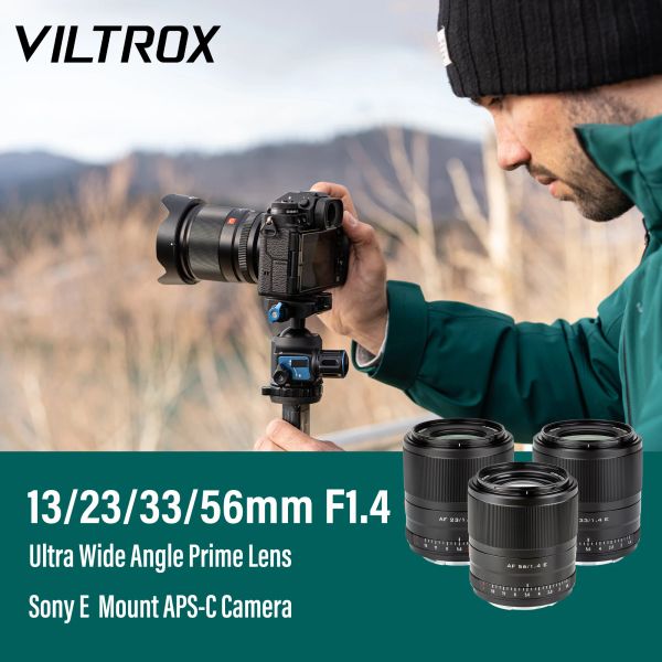 Acessórios Viltrox 13mm 23mm 33mm 56mm F1.4 Sony E Lens Auto Focus Prime Lens de abertura para câmera Sony A6500 A6400 A6600 ZVE10 FX30