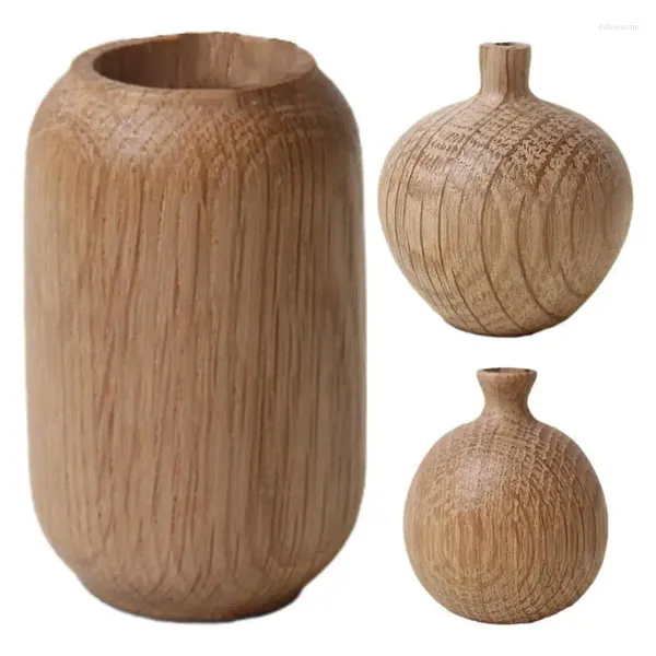 Vasi Mini Vase in legno Vaso bianco Fiore di quercia di alta qualità e durevole Ornamento durevole per la decorazione della stanza della casa naturale