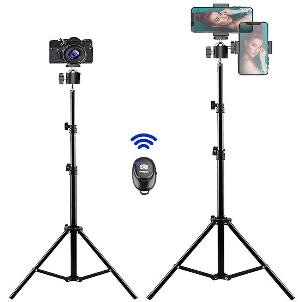 Tripodi 1,62,1m Porta per il telefono Smartphone Tripode per dispositivi mobili per la telecamera Stichie Stick Stick Mobile per Mask Vlogging Kit