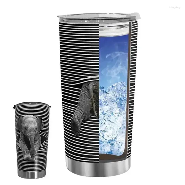 Tazze Elephant Coffee inossidabile in acciaio inossidabile Termbler Doppia parete Doppi Gift Christmas Design Black