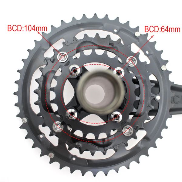 Jiankun 9 Speed 27 Speed 22/32/44T 170 мм MTB Bike Crackeset Sprocket Chepring Crang Set Полепая зубная пластина велосипед