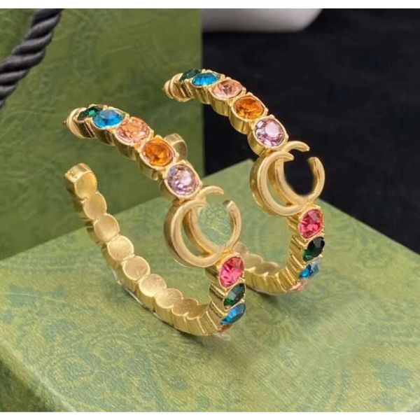 2023 New Color Diamond Hoop Hie Arette Orecchini Mode Persönlichkeit Großer Kreis Ohrringe Frauen Hochzeitsfeier Designer Schmuck Schmuck