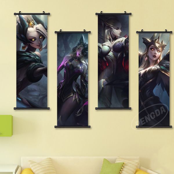 Imprima o papel popular de jogo online, papel de pôster liga de legends arte de parede de imagens de plástico de plástico pendurado pintura decoração de casa