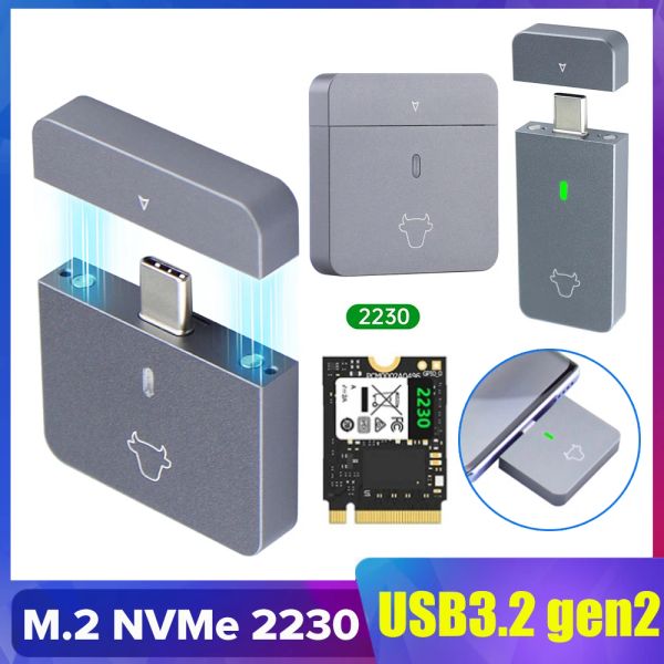 Gabinete M.2 NVME 2230 Adaptador USB C Usb3.2 Gen2 Caixa de caixa externa para M2 2230 NVME SN740/SN530 520/PM991A/BG4/BC711