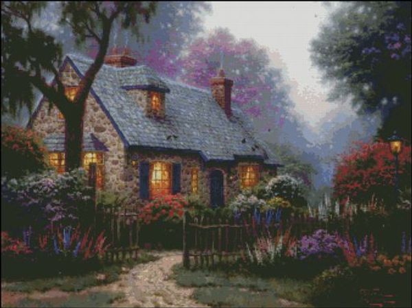 Forest Hut Garden Oil Painting Kits Croce Kits A neutro 14ct non stampati ricamato di alta qualità fai -da -te decorazione fatta a mano