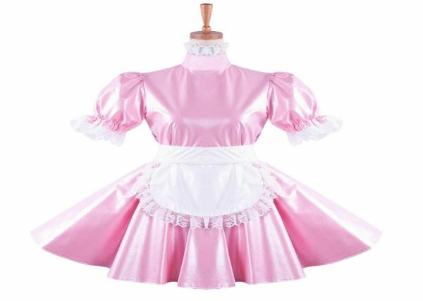 Abito di cameriera di femminuccia perle perle rosa Halloween Costume2948100