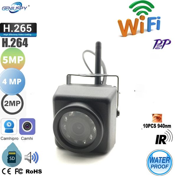 Lens Camhi 1920p 1080p 4MP Mini impermeável IP66 TF Slot para cartão noturno IP Câmera IP Wi -Fi Outdoor Car Vehicle Fleet Bird Nest Nest
