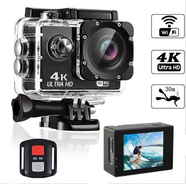 Kameras Neue Actionkamera Ultra HD 4K/1080p 30fps WiFi 2,0 Zoll 170d Unterwasser wasserdichte Helm -Video -Aufnahmekameras Sport Cam