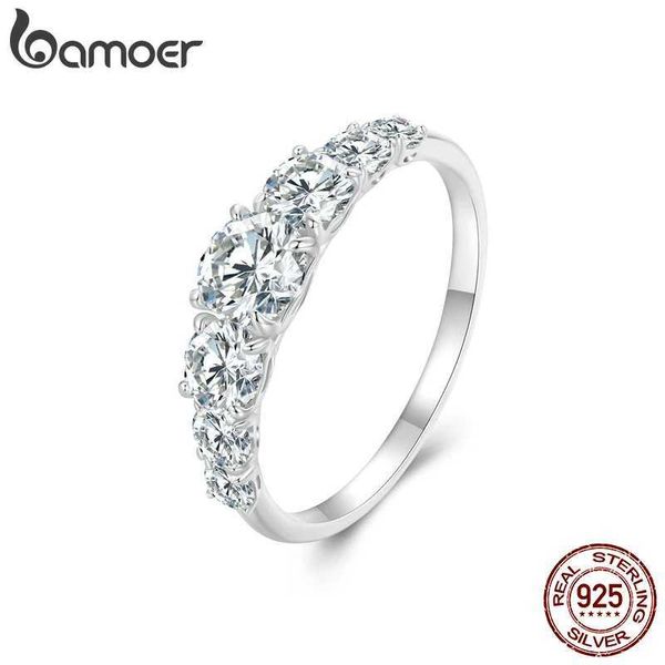 Полосы колец Bamoer D Color VVS1 EX Mosonite Ring Exquisite Laboratory Diamond Ring 925 Серебряные женские свадебные украшения J240410 J240410