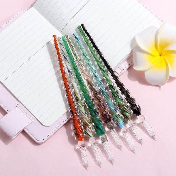 1 pc Vintage Glass Dip Water Pen Creative Starry Sky Color Color Inchiostro 0,7 mm di pittura Penna Studente Student Writing Bulity Stability Regalo