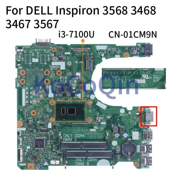 Placa -mãe Novo para Dell Inspiron 3568 3468 3467 3567 I37100U Notebook Minantela 01cm9n 153411 SR2ZW DDR4 Laptop Placa -mãe 100% testada 100%