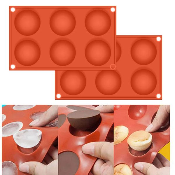 2 pezzi stampi a mezza sfera in silicone per bombe al cioccolato pasticceria 6 buchi stampo per torta per cucinare strumenti di pasticceria da cucina