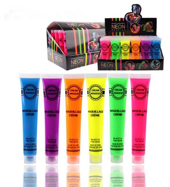 Body Face Painting Colorful Neon UV Bright 19g Eco Friendly Soft Bottle Pipe Rave Festival Painting Halloween Makeup Gifts OOA30522365038