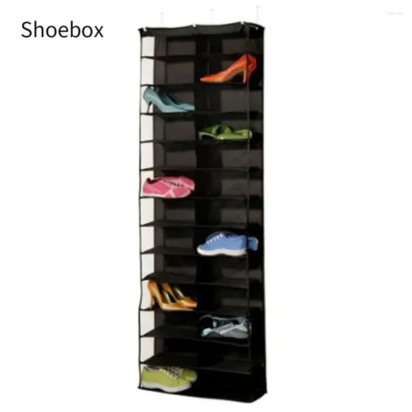 Aufbewahrungsboxen 2024 Nützliche 26-Pocket-Schuh-Rack-Organizer Halter Haken Klappern am Türkleiderschrank Toolless Montage nicht gewebter