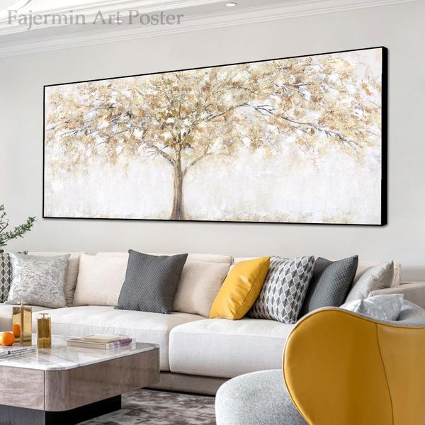 Grandi dipinti di tela d'albero d'oro stampano le moderne opere d'arte nordica estetica Minimalista Wall Art Poster DECORAZIONE CAMERA