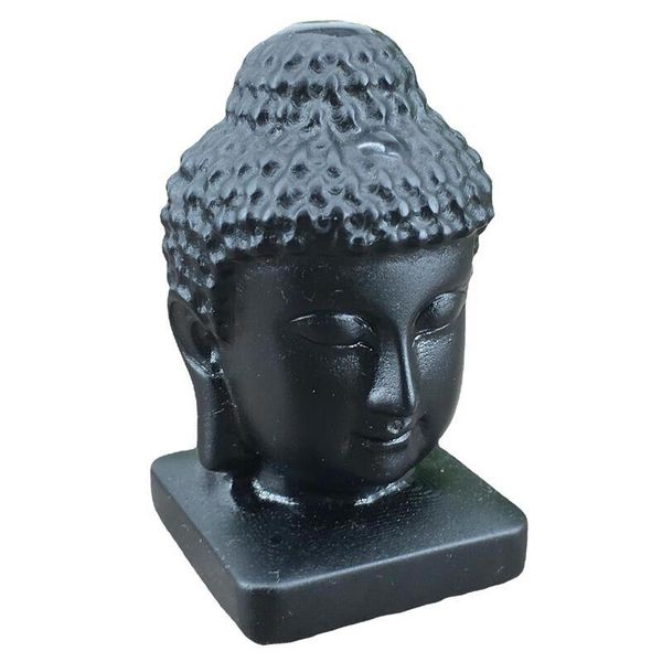 1PC NATURAL CRISTAL Obsidian Buddha Cabeça escultura Feliz Escultura do escritório da mesa de escritório feng shui decoração em casa