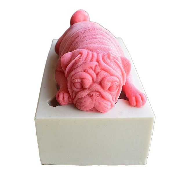 Big Bulldog Torta stampo budino di cioccolato al cioccolato che produce stampi in silicone per sapone per cani 3D fai -da -te stampo K694