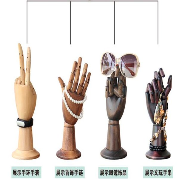 Mannequim da mão feminina de madeira Junta para artes e ofícios, manequim de pano, pulseira, boneco, óculos, caçadores de jóias, B538