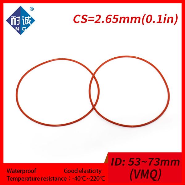 1pc/Lot Silicon Gummi Oring Red VMQ CS 2,65 mm ID53/56/58/61.5/63/69/71/73 mm O Ringdichtung Silikon O-Ring wasserdicht