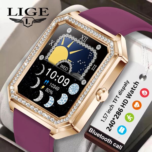 Relógios Lige Smart Watch Women Smartwatch 2023 Sports Fitness Freqüência cardíaca Monitor Bluetooth Call Luxury Brand Woman Watch For Gift