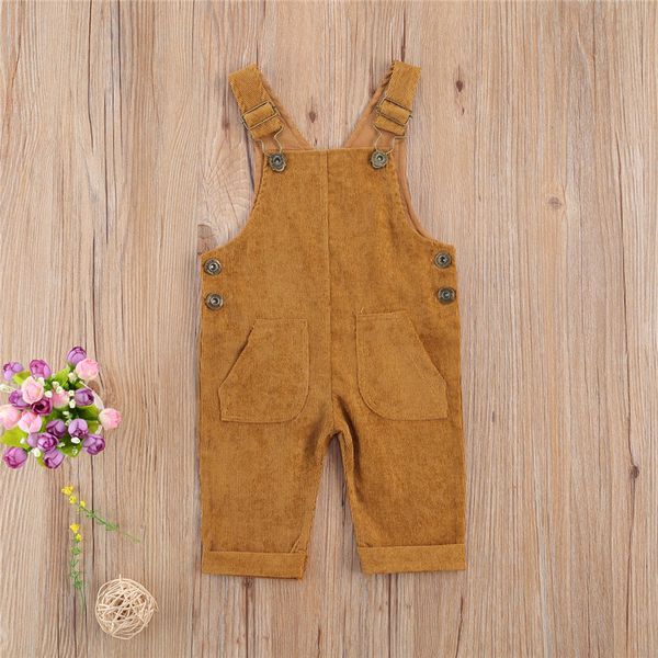 Kleinkind Baby Kinder Jungen Mädchen Overall Herbst Neugeborene Mädchen Cord-Pocket-Strampler-Jumpsuit