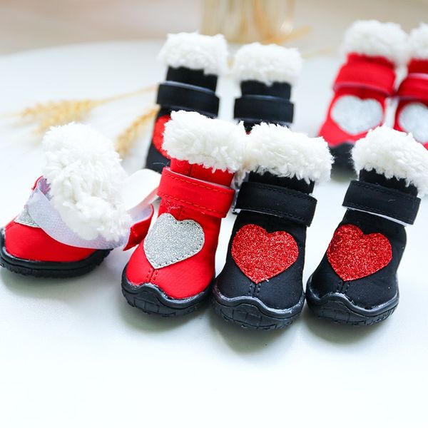 Liebe süße Schnee Winter Haustierhund Katzenschuhe für Hunde Welpe Tier nicht rutsch rote schwarze tierstiefel chihuahua shih tzu foot wear Waren Waren Waren Waren