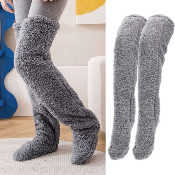 Sweatshirts Oberschenkelkniewärmer Frauen Männer hoher verschwommener Slipper -Socken Bein Schutzstrümpfe Winter warmes Bein Cover Weihnachtsferien Geschenk