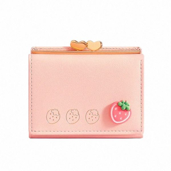 Portafoglio tascabile in pelle simpatica per donne stampa di frutta borsetta moneta da donna mini borse corta mey porta borse da clutch b2be#