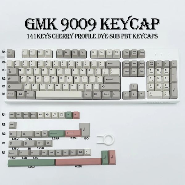 Accessori gmkfans gmk 9009 pbt keycap retro ciliegia profilo ISO 141 tappi chiave impostati per tastiera da gioco meccanica keycaps dyesub fai -da -te personalizzati