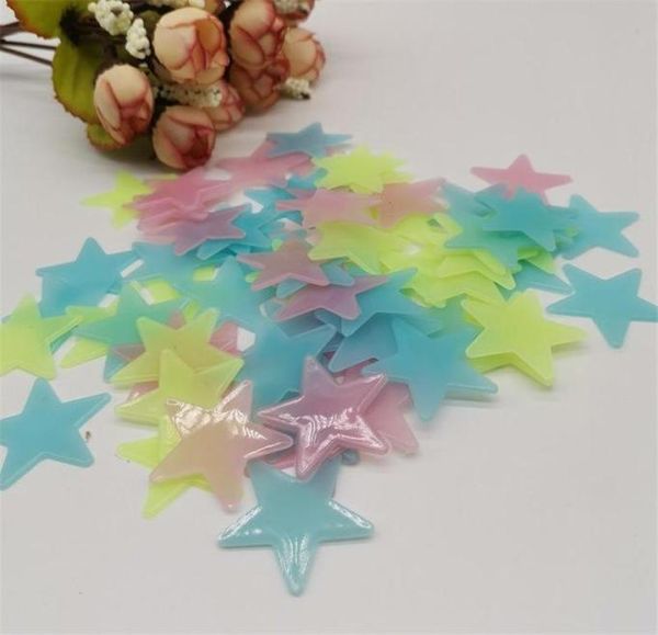 Confete de adesivo de estrela fluorescente PVC Confetti 3cm parede luminosa 100pcs papel pintura decorativa decoração decoração de parede romântica especial de3849977