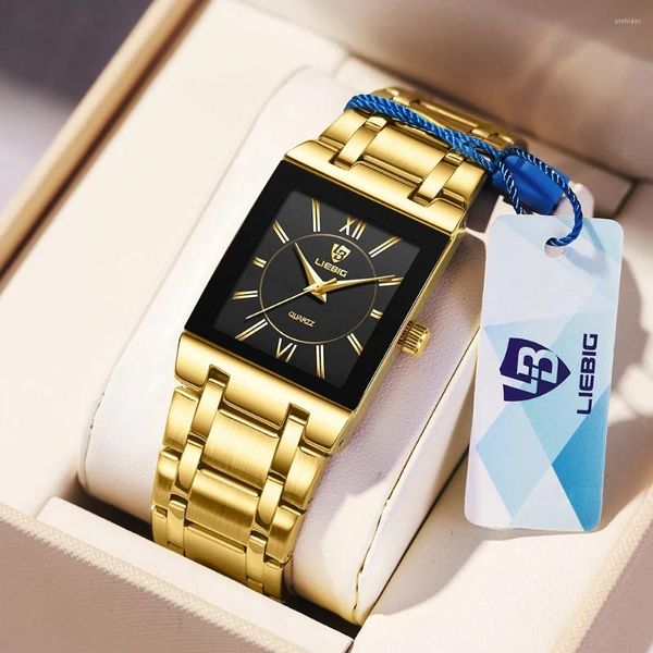 Armbanduhr Liebig Luxus Golden Quarz für Frauen Ladies Mode 30m wasserdichte Mädchen -Mädchen Uhren Relogio Feminino Uhr