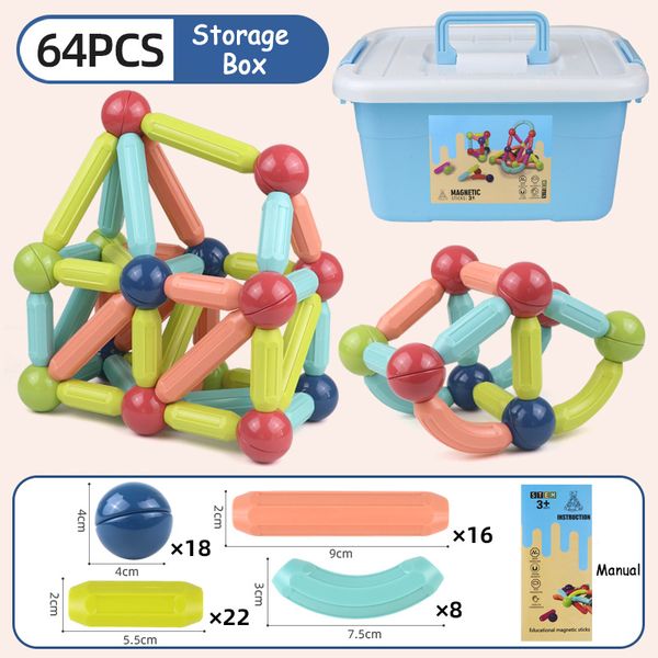 Çocuklar manyetik çubuk bloklar oyuncak mıknatıs yapıcı set mıknatıslar toplar çubuk yapı taşları Montessori eğitim oyuncakları çocuklar için