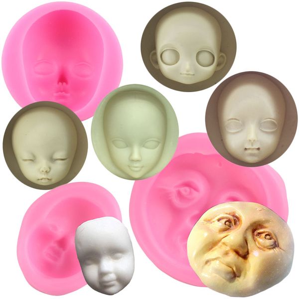 Baby Face molde o silicone polímero de chocolate Argila Moldes de moldes de fondant Ferramentas de decoração de bolo de fontes